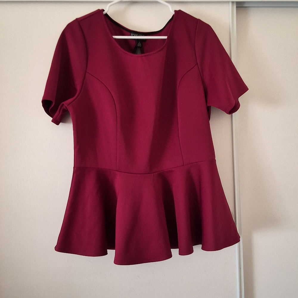 Forever 21 Burgundy Peplum Top Size XL .
